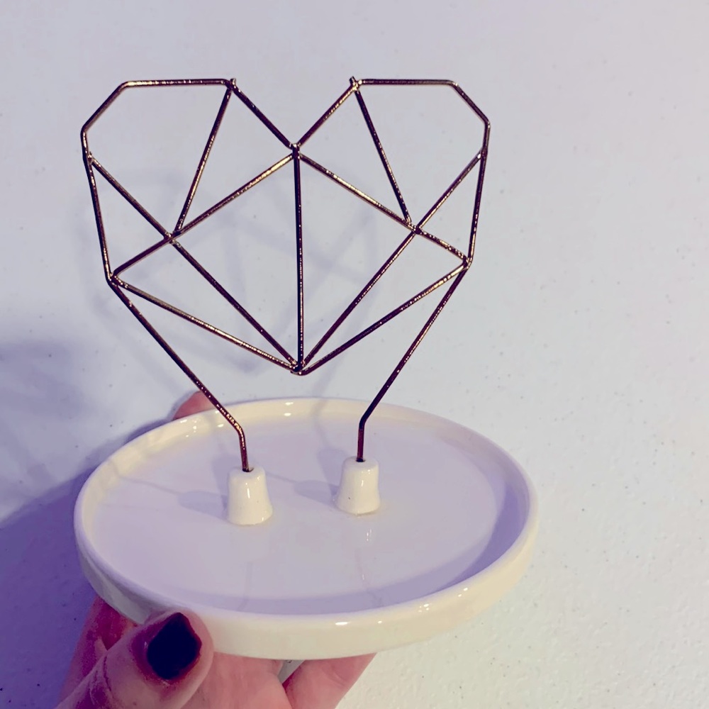Metallic Heart Jewelry Dish